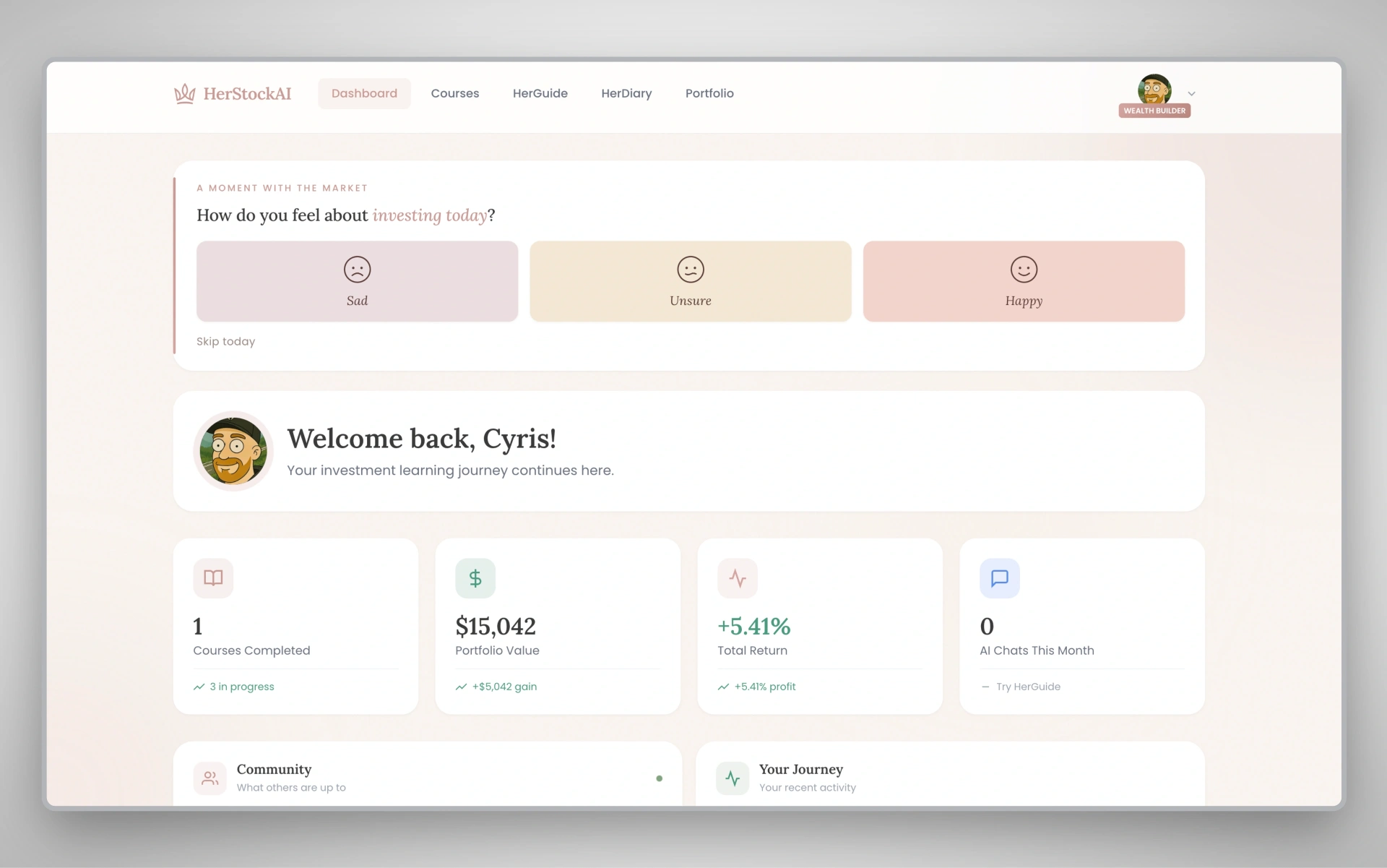 HerStockAI - User Dashboard