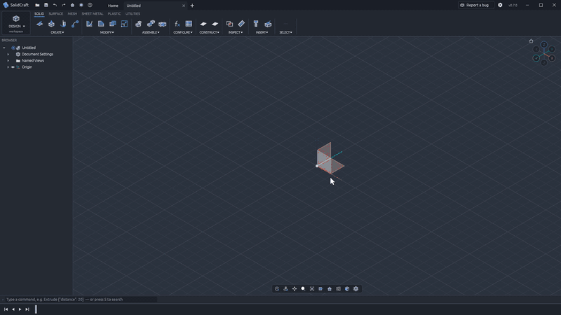 SolidCraft parametric CAD demo