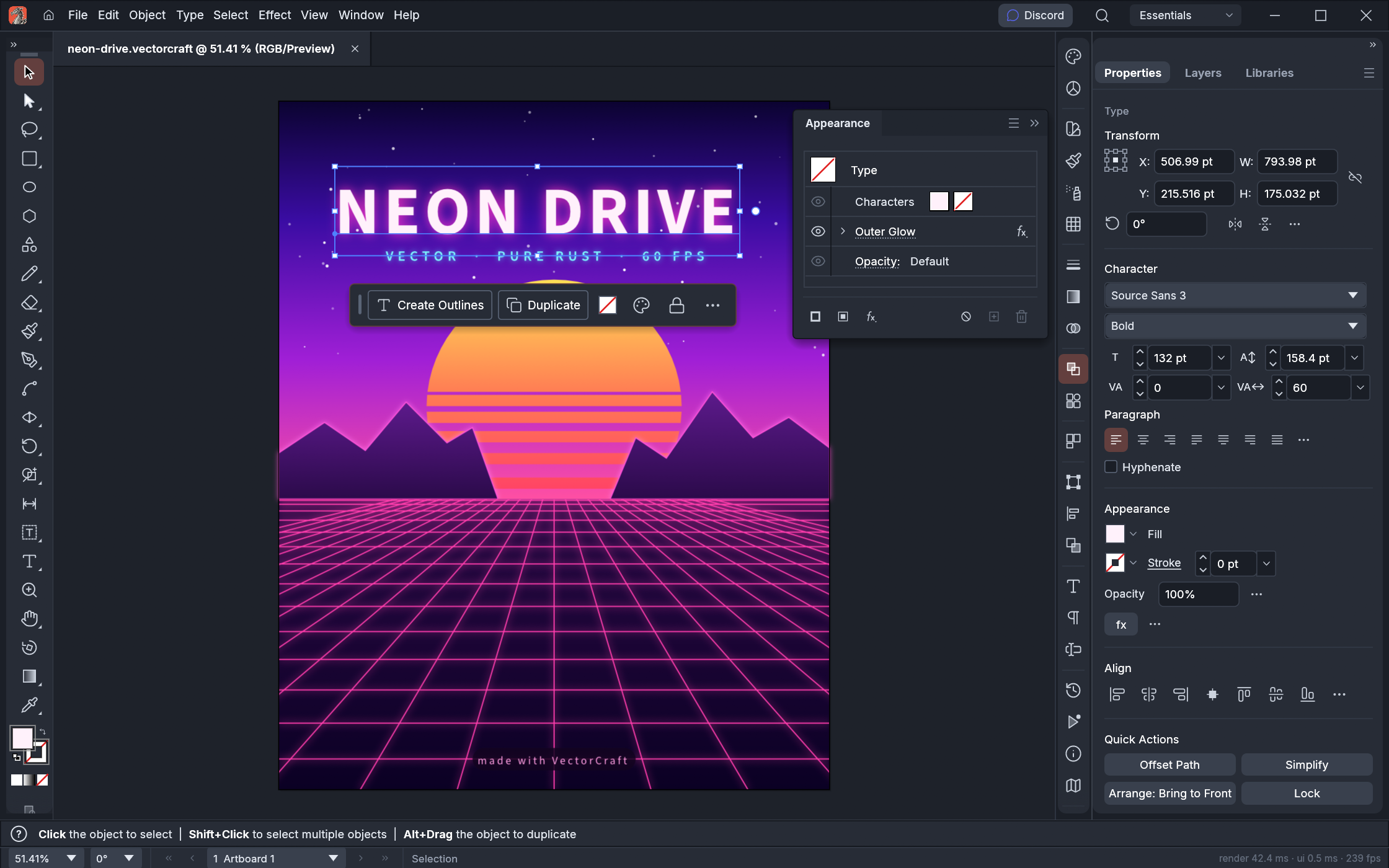 VectorCraft vector editor screenshot
