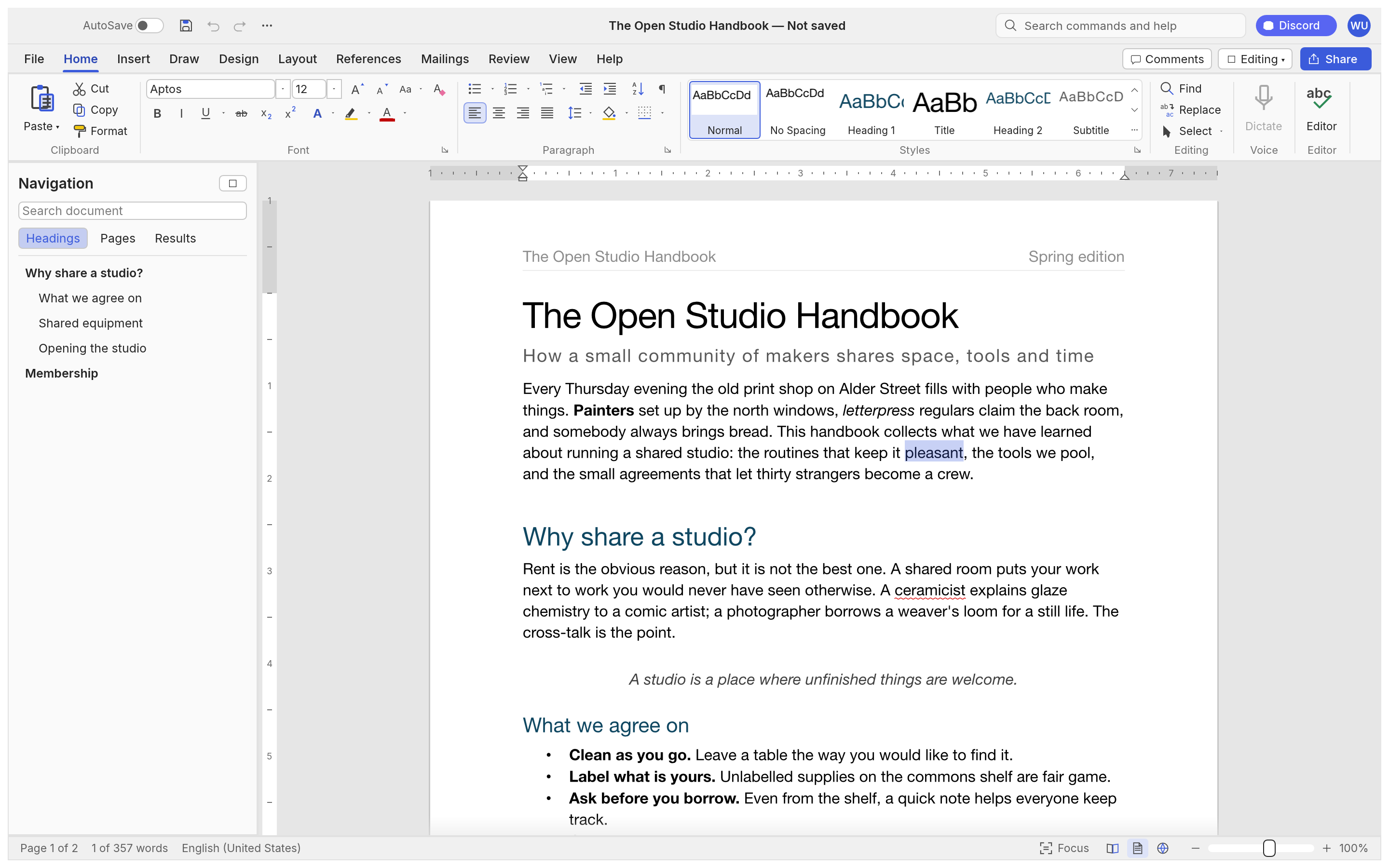 WordCraft word processor screenshot