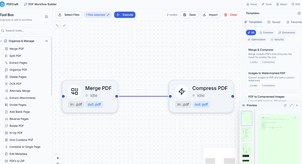pdfcraft web toolkit workflow editor screenshot